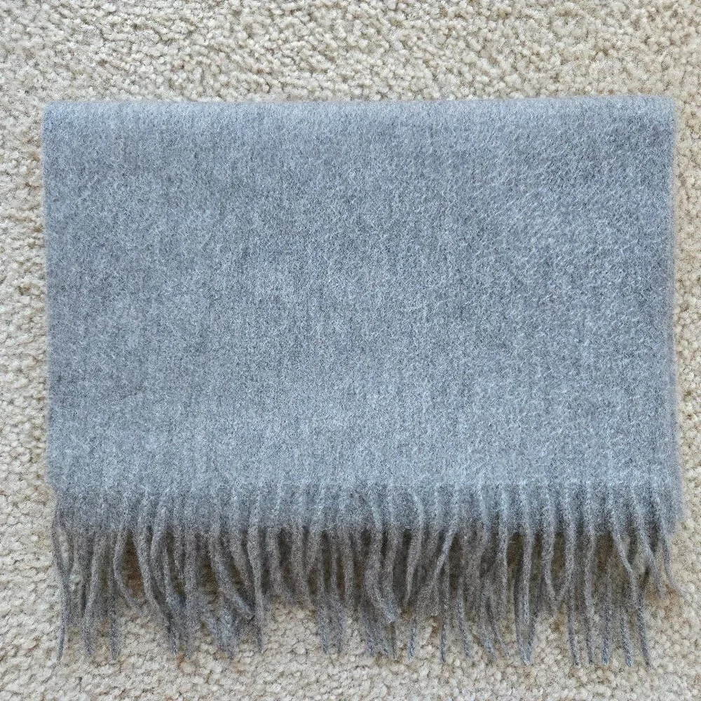 NWOT Grey Cashmere Fringed Scarf